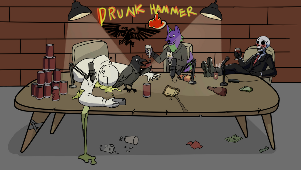 Drunk Hammer Poster — Humorous Party-Animal Art Print
