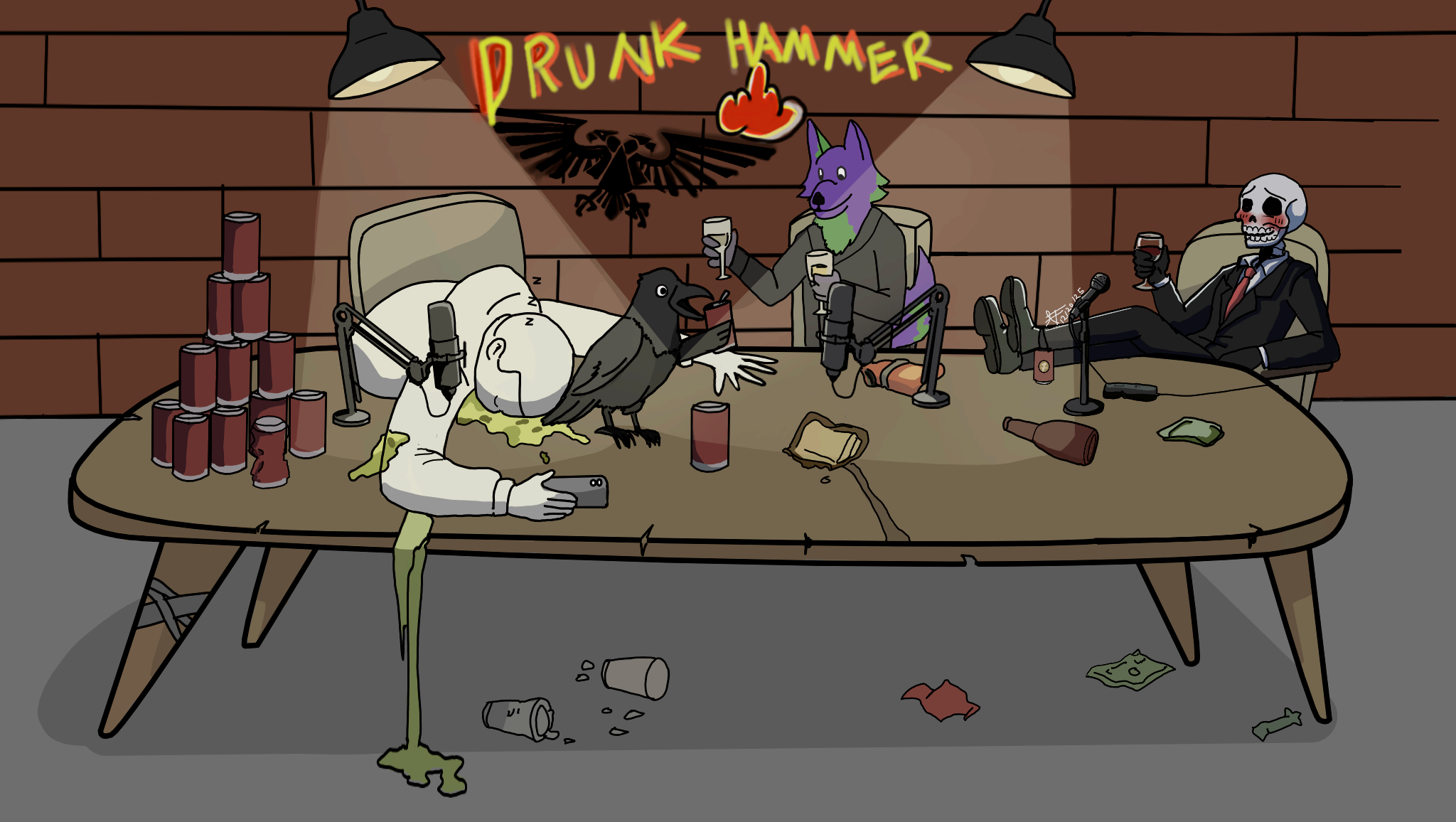 Drunk Hammer Poster — Humorous Party-Animal Art Print