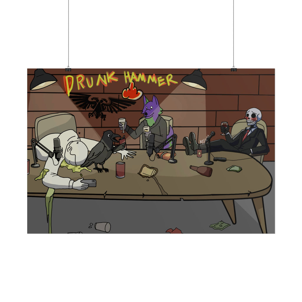 Drunk Hammer Poster — Humorous Party-Animal Art Print